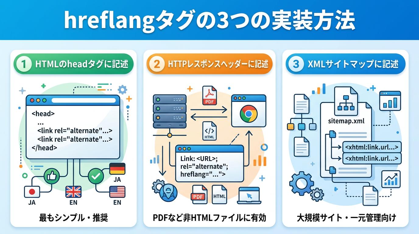 hreflangタグの3つの実装方法