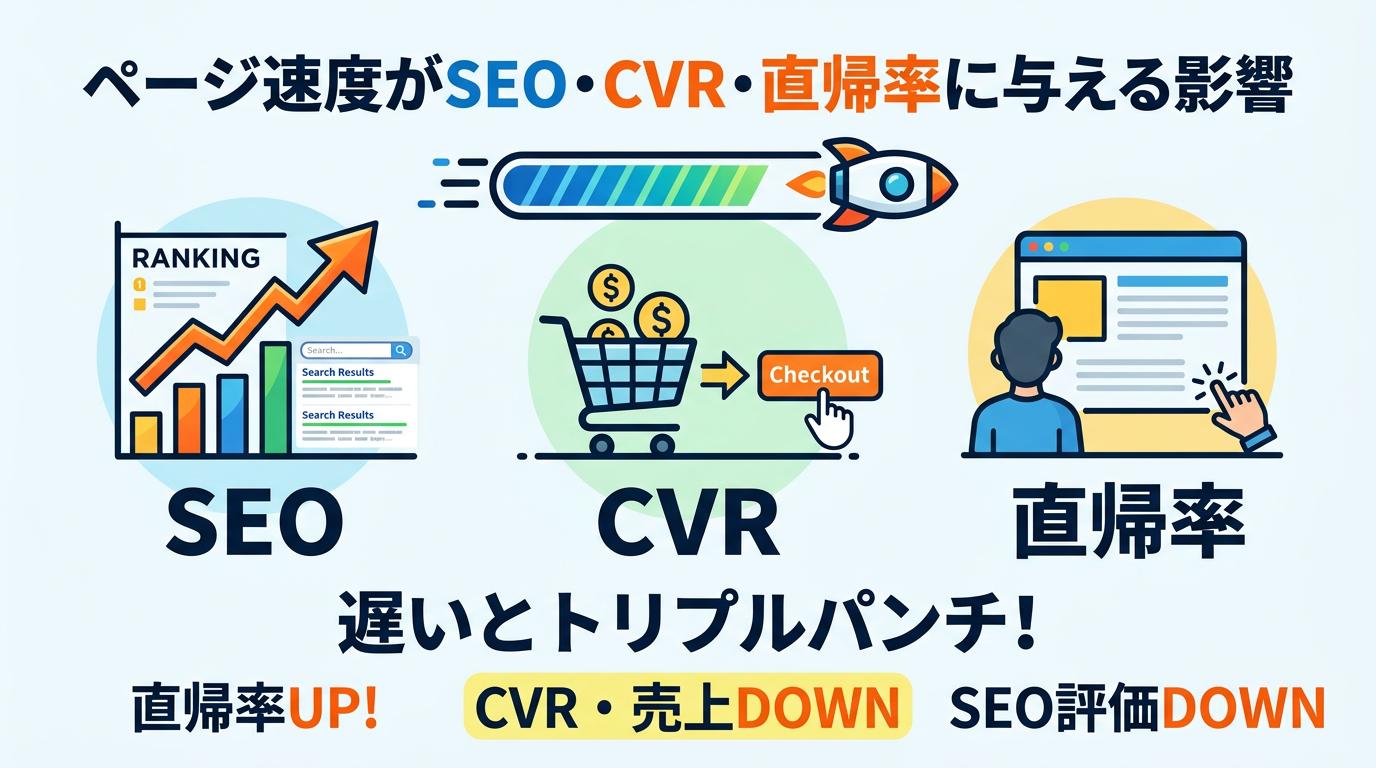 ページ速度がSEO・CVR・直帰率に与える影響