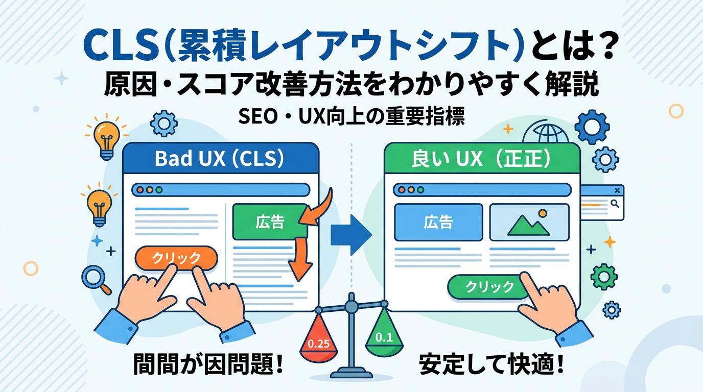 CLS（累積レイアウトシフト）とは？原因・スコア改善方法をわかりやすく解説