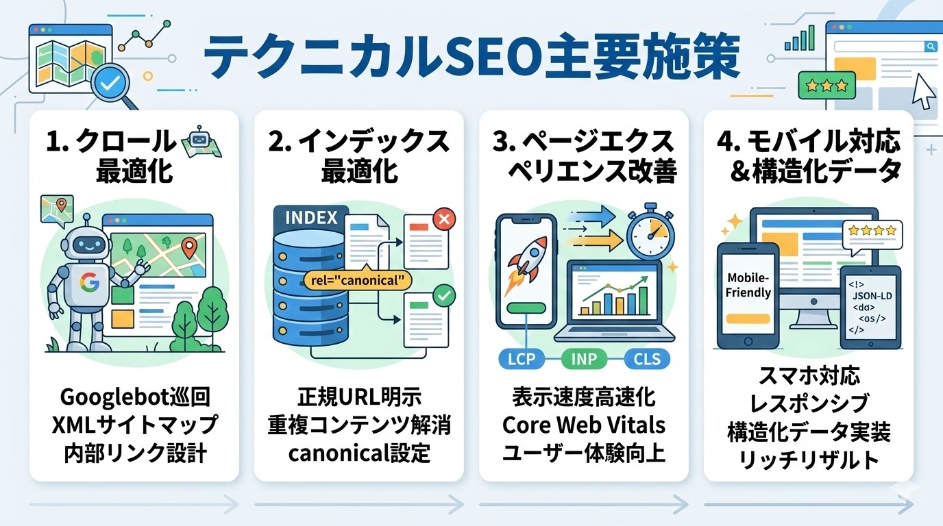 テクニカルSEOの主要施策と具体的な内容