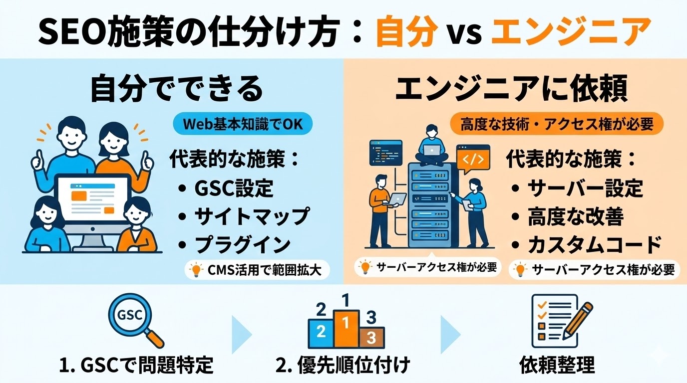 自分でできるSEO施策とエンジニアに頼む施策の仕分け方