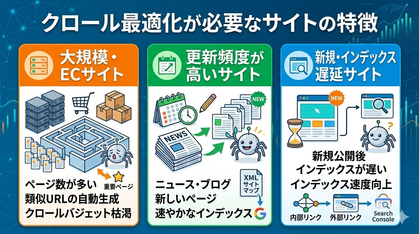クロール最適化が特に重要なサイトの特徴