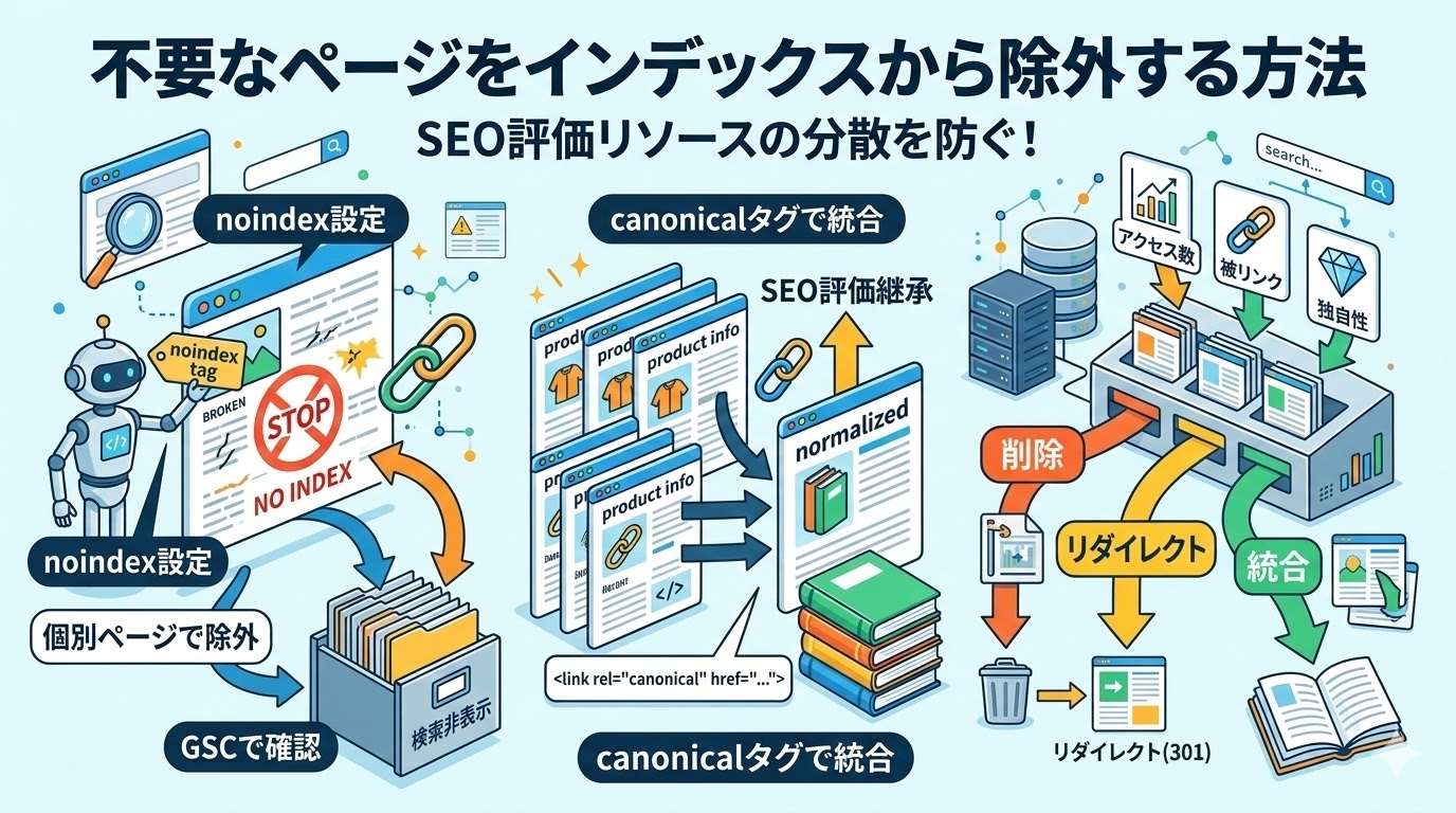 不要なページをインデックスから除外する方法