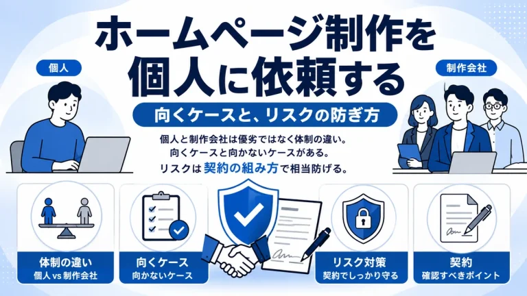 ホームページ制作を個人に依頼する｜向くケースと、リスクの防ぎ方