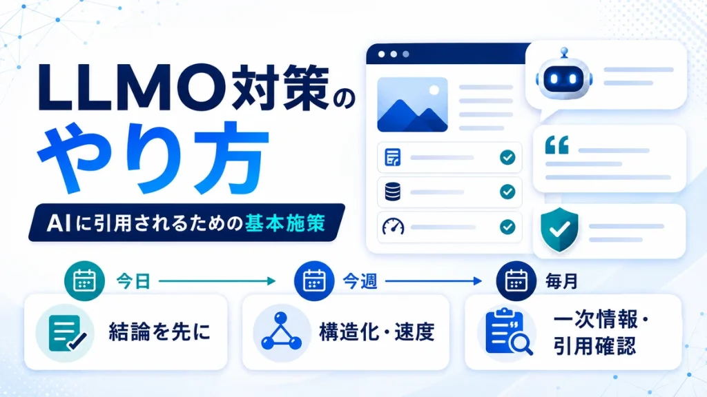 LLMO対策のやり方｜今日・今週・毎月に分けた実装手順