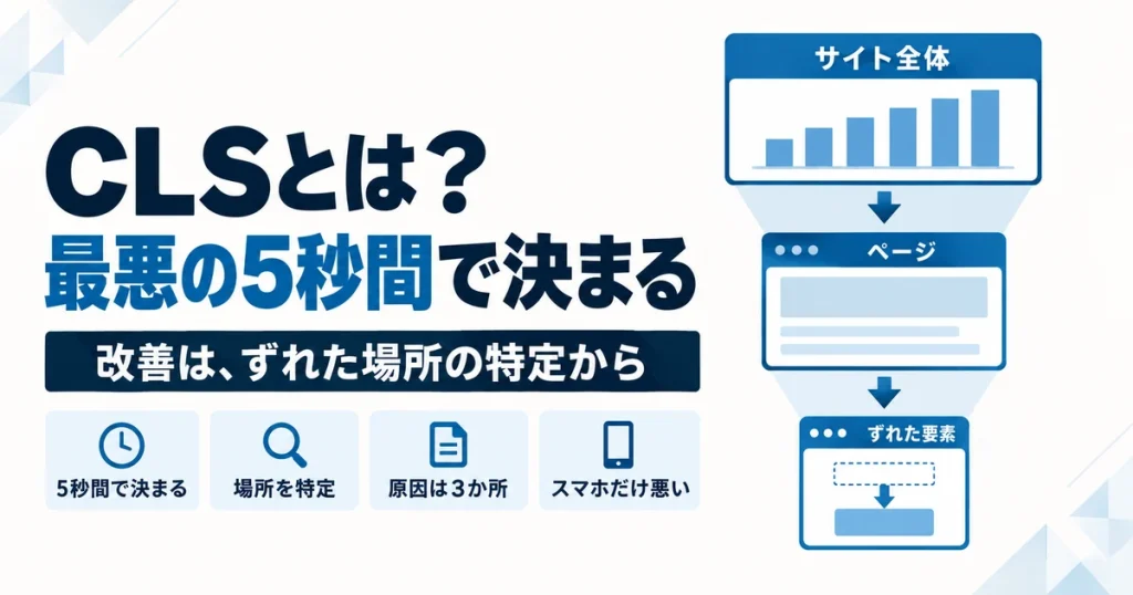 CLSとは？改善はずれた場所の特定から｜スマホ・レスポンシブで悪化する理由