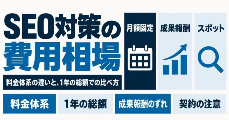 SEO対策の費用相場|料金体系の違いと、1年の総額で比べる方法