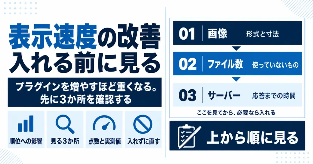 サイトの表示速度を改善する｜プラグインを入れる前に見る3か所