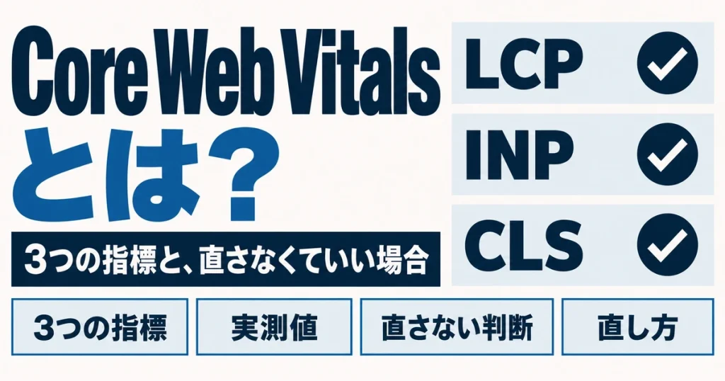 Core Web Vitalsとは？3指標の意味と、直さなくていい場合の見分け方