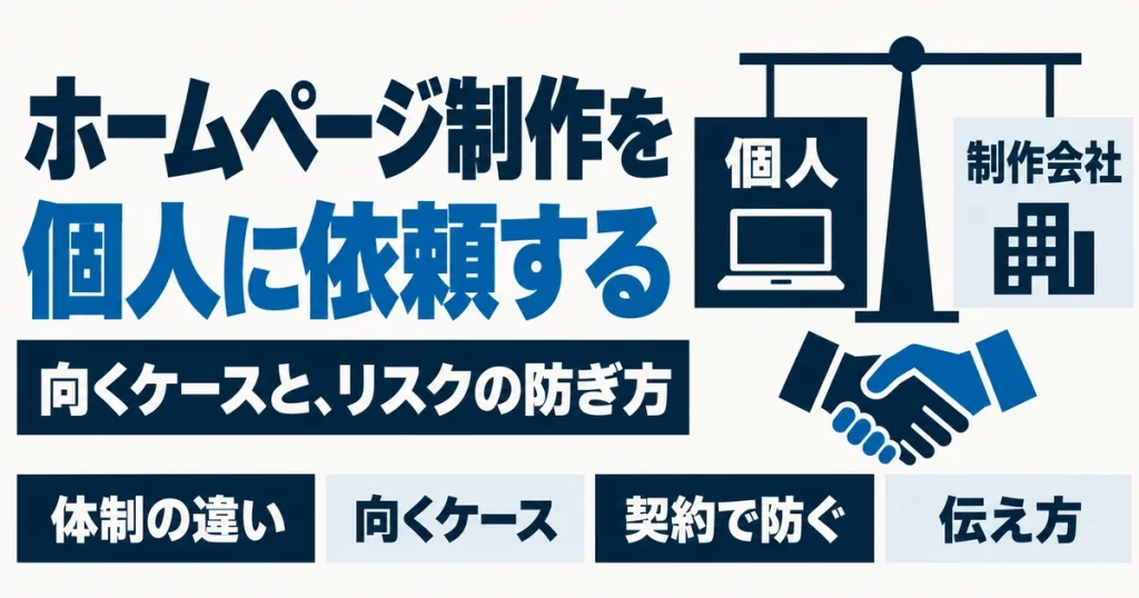 ホームページ制作を個人に依頼する|向くケースと、リスクの防ぎ方