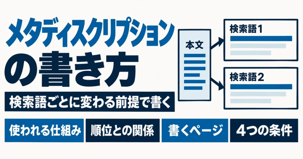 メタディスクリプションの書き方｜検索語ごとに変わる前提で書く