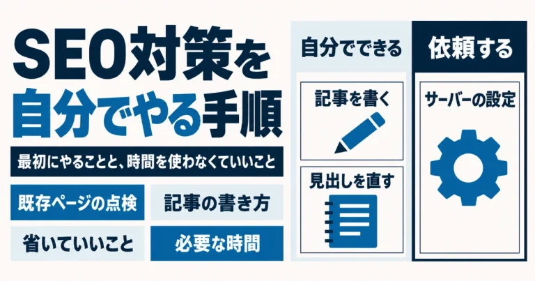 SEO対策を自分でやる手順|最初にやることと、時間を使わなくていいこと